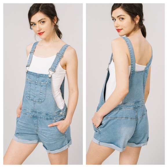 🦋MAKE AN OFFER!🦋Blue Denim Overall Jean Shorts - Picture 2 of 2